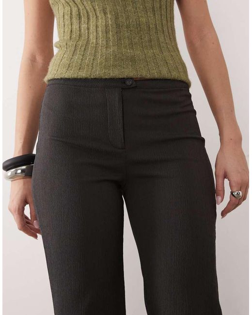 Mango Gray Klume Textured Straight Leg Trouser