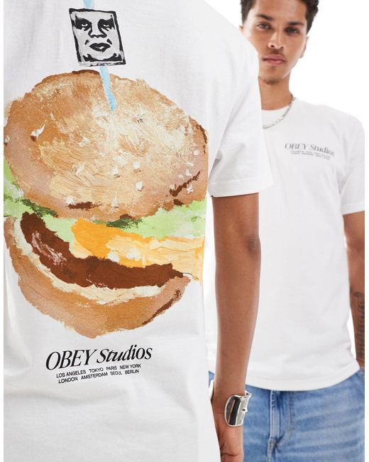 Obey White Unisex Hamburger Graphic T-shirt