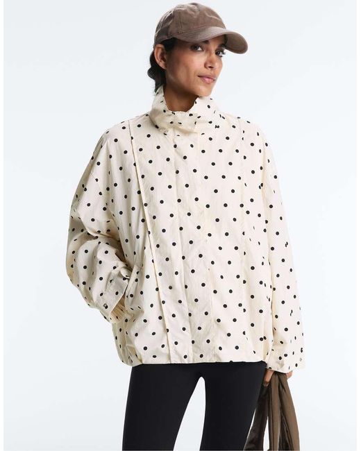 Oysho White Long Waterrepellent Polka Dot Jacket