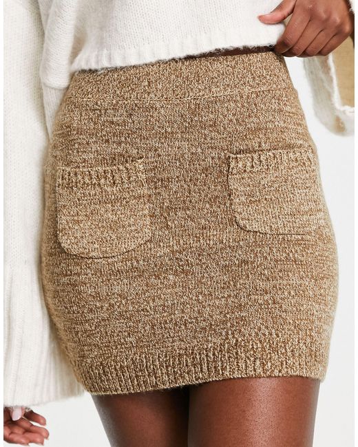 Free People Natural Knitted Mini Skirt