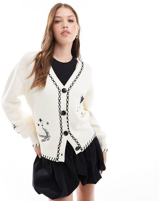 Never Fully Dressed White Mystical Tattoo Knit Cardigan