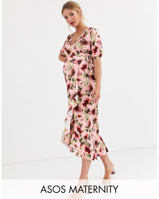 frill wrap maxi dress