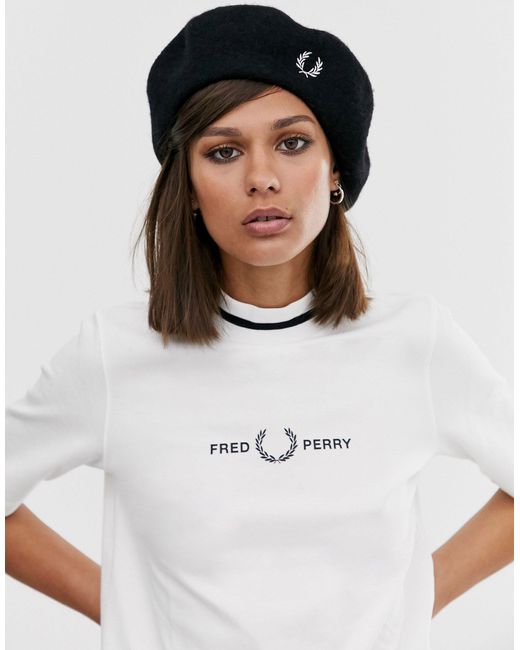 Fred Perry White Wool Beret