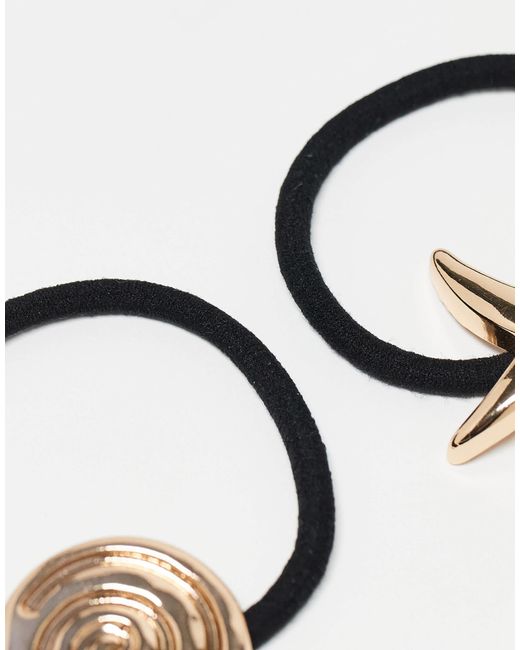 ASOS Metallic Pack Of 2 Hair Elastics With Shell And Starfish Designs