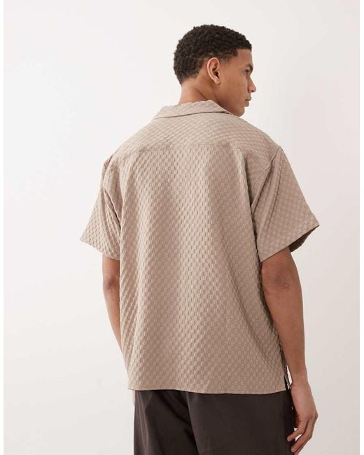 Jack & Jones Gray Waffle Short Sleeve Shirt for men