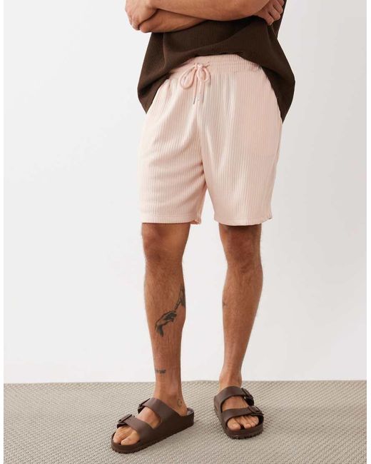 ASOS Natural Oversized Ribbed Short for men