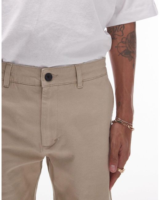 Confezione da 2 paia pantaloncini chino skinny grigi e color pietra di Topman in Gray da Uomo