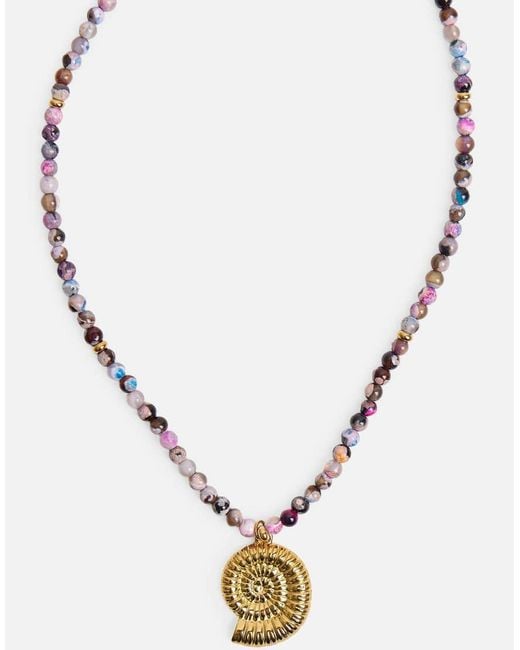 Public Desire Blue Coloured Beaded Shell Detail Necklace