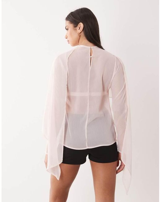 ASOS White Chiffon Scarf Detail Sheer Blouse
