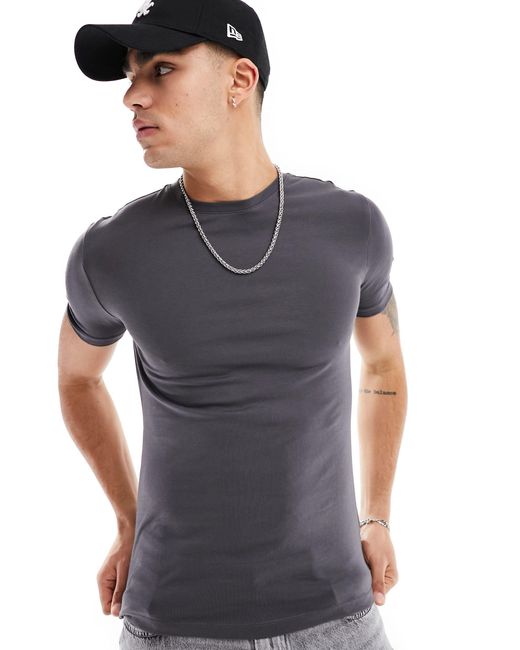 T-shirt attillata scuro di New Look in Gray da Uomo