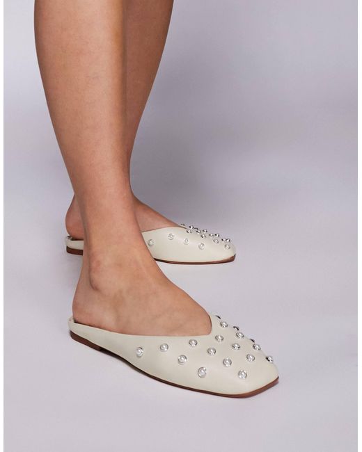 River Island White Studded Mule Shoe