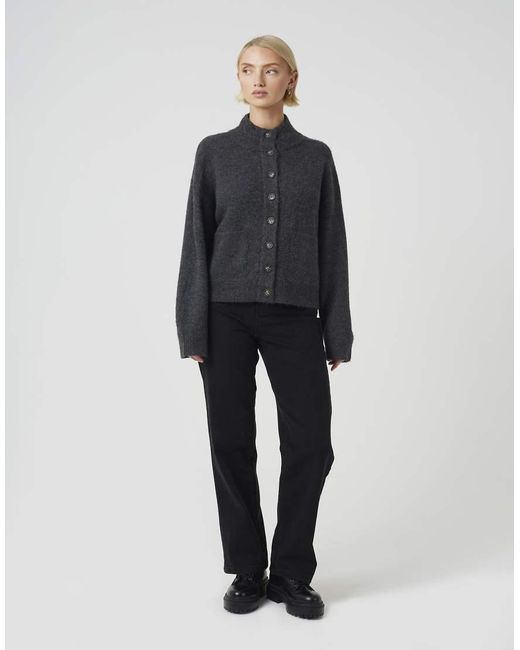 Brave Soul Blue Turtle Neck Knitted Bomber Style Jacket