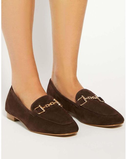 Dune Brown Grained Loafers