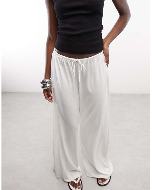Weekday White Wide Leg Drape Pants