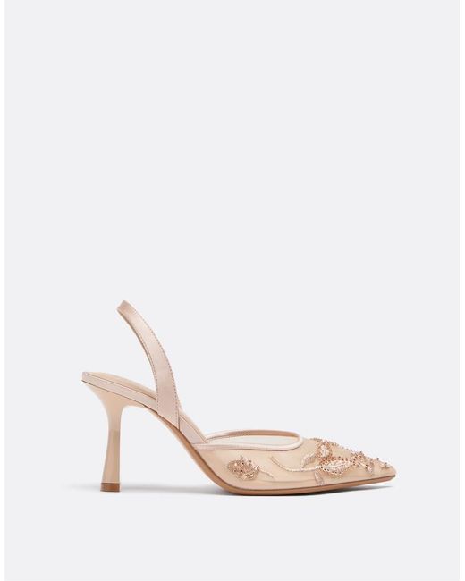 Stradivarius Natural Embellished Heeled Shoes