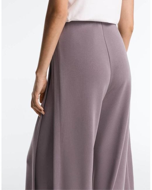 Oysho Purple Soft-touch Wide-leg Trousers With Side Pleat And Modal