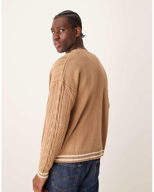 ASOS Ruimvallend Recht Gebreid Vest Met Kabels in het White voor heren