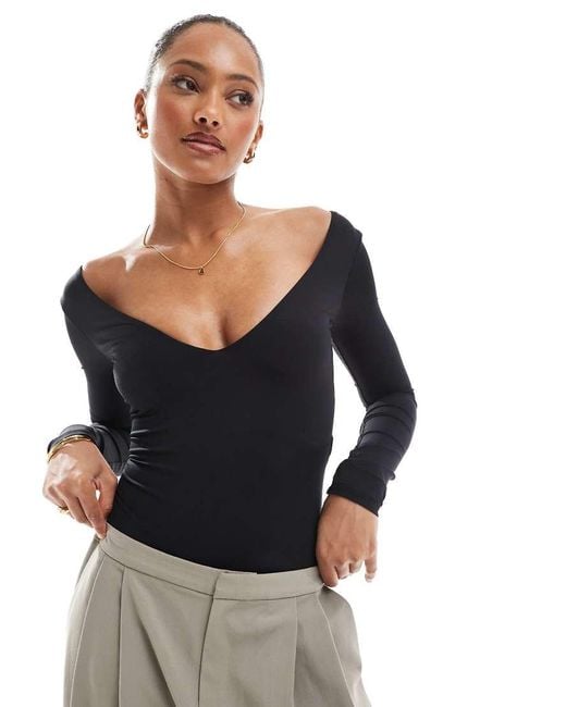 Bershka Black V-Neck Bodysuit