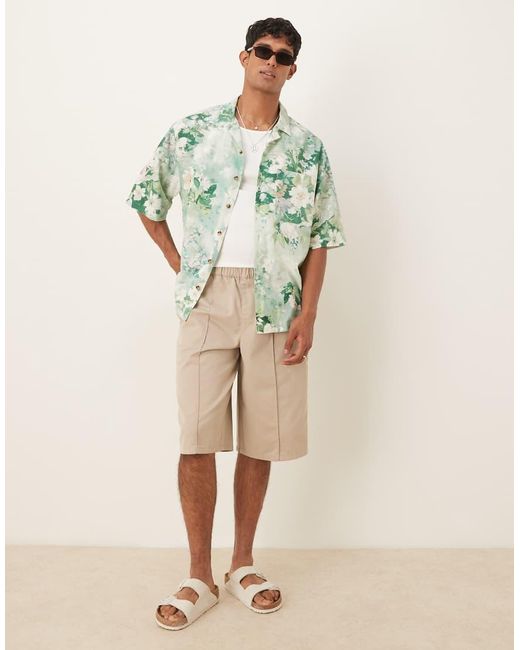 Camicia Oversize Con Stampa Floreale E Rever di ASOS in Green da Uomo