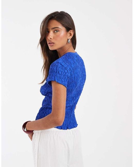 ASOS Blue Shirred Baby Tee With Italy Football Graphic