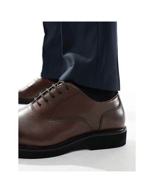 Dune Black Leather Oxford Lace Up Shoes for men