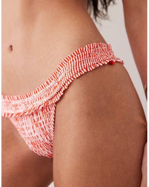 ASOS Orange Scarlet Shirred High Leg Bikini Bottoms
