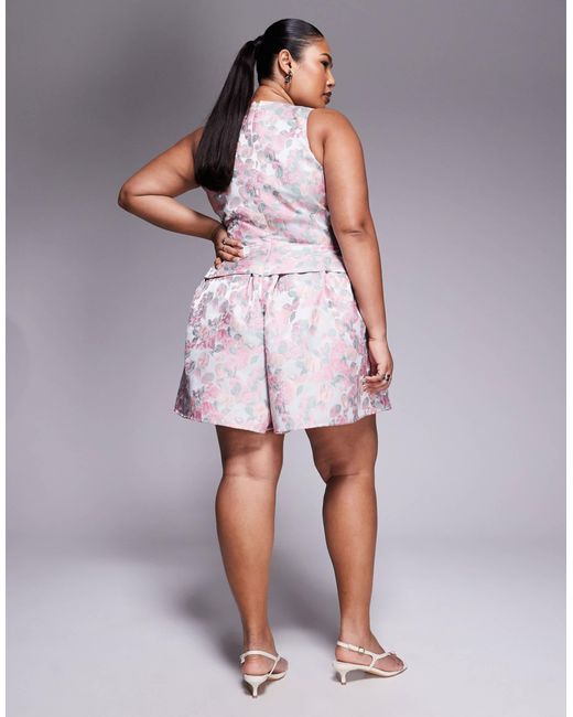 ASOS Pink Curve – playsuit aus jacquard mit verzierten knöpfen
