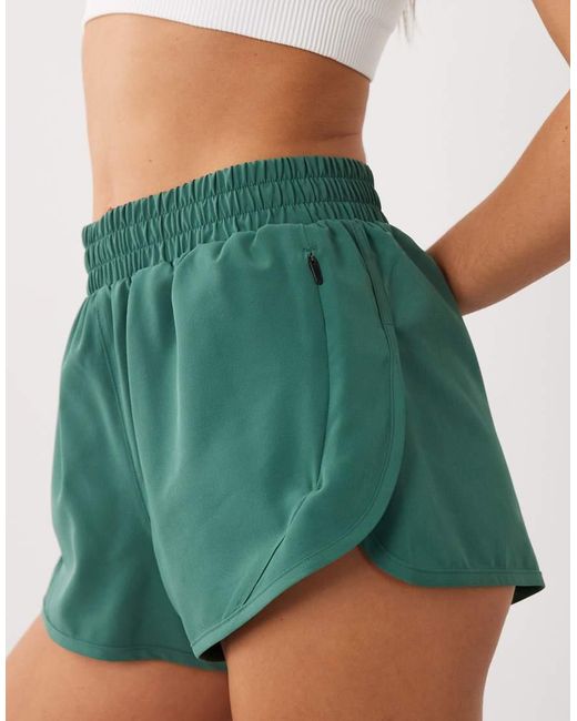 4505 Green Icon Woven Run Short With Zip Pockets