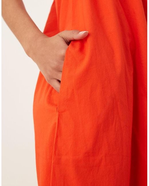 Nobody's Child Orange One-shoulder Asymmetric Trapeze Midi Dress