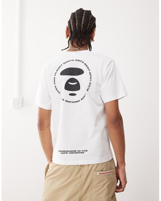 Camiseta Blanca Con Logo Estampado En La Espalda De Aape By A Bathing Ape de hombre de color White