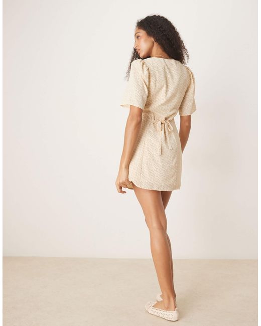 Glamorous Natural Buttermilk Short Sleeve Button Up Tea Dress