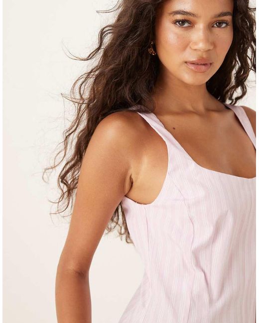 ASOS Pink Sleeveless Waisted Midi Dress