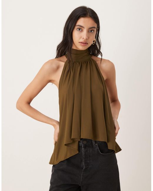 Mango Brown Halterneck Flowy Top