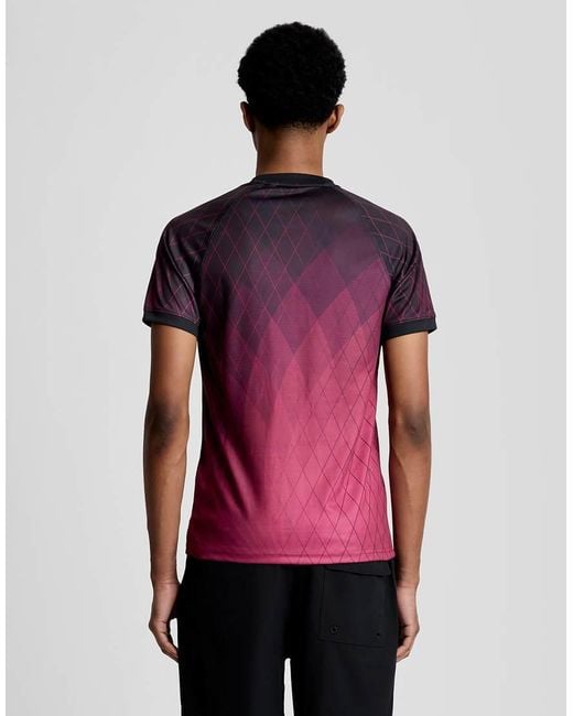 Lyle & Scott Purple Ss T-Shirts Geometric Printed Padel T-Shirt for men