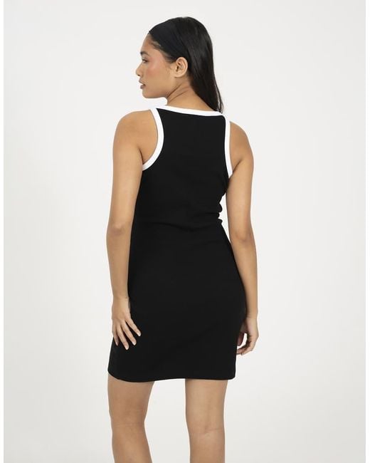 Brave Soul Black Cotton Jersey Contrast Piping Bodycon Mini Dress
