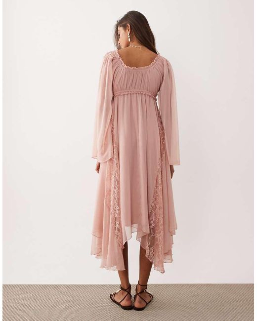 Miss Selfridge Pink Chiffon Boho Maxi Dress