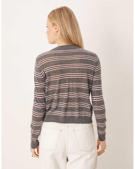 Mango Gray Crew Neck Knitted Top