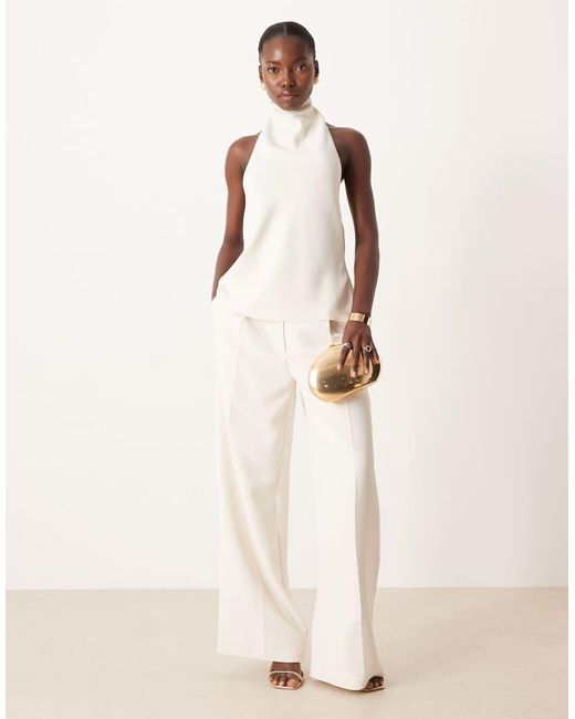 ASOS Natural Tailored Low Rise Wide Leg Trousers Co-ord