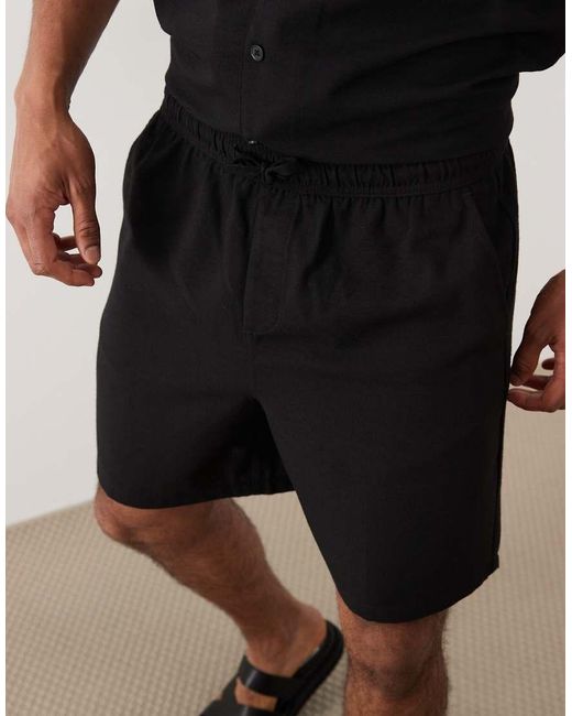 New Look Natural Co-Ord Linen Look Pull On Shorts for men