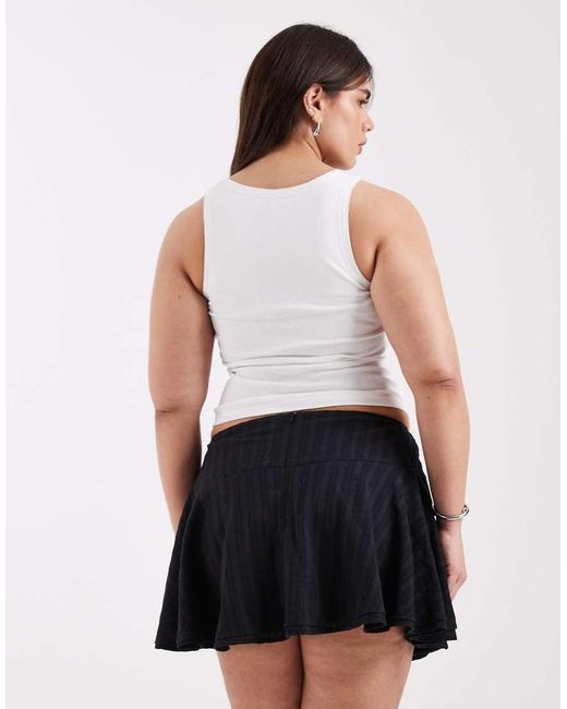 ASOS White Asos Design Curve Textured Drop Waist Lace Insert Mini Skirt