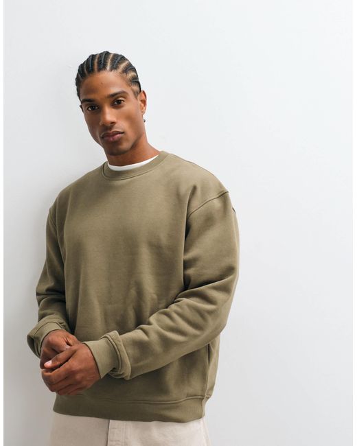 ASOS – kastiges basic-sweatshirt in Natural für Herren