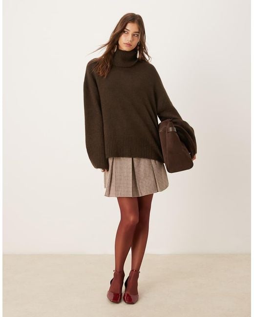 Gina Tricot Brown High Neck Long Sleeve Knitted Wool Alpaca Sweater
