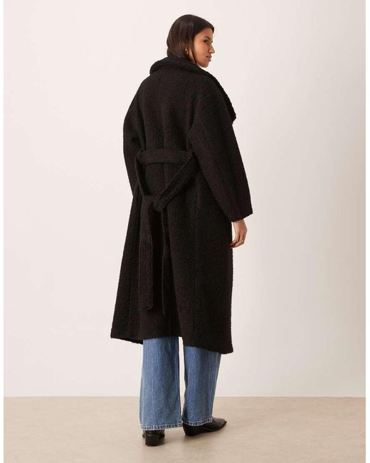 Gina Tricot Blue Textured Belted Midaxi Coat