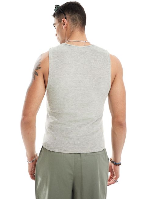 Camiseta jaspeado ajustada sin mangas ASOS de hombre de color Gray