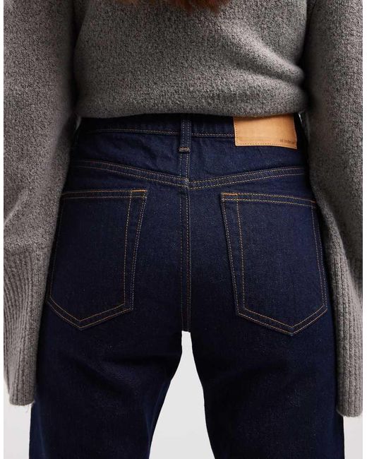 Vaqueros De Corte Recto Slim Y Talle Alto Con Acabado Enjuagado De -Azul Marino ASOS de color Gray