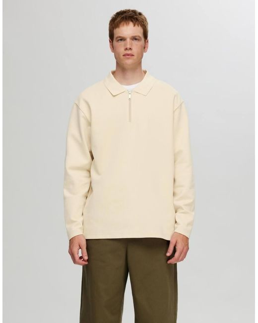 Felpa Color Nebbia Con Zip di SELECTED in Natural da Uomo