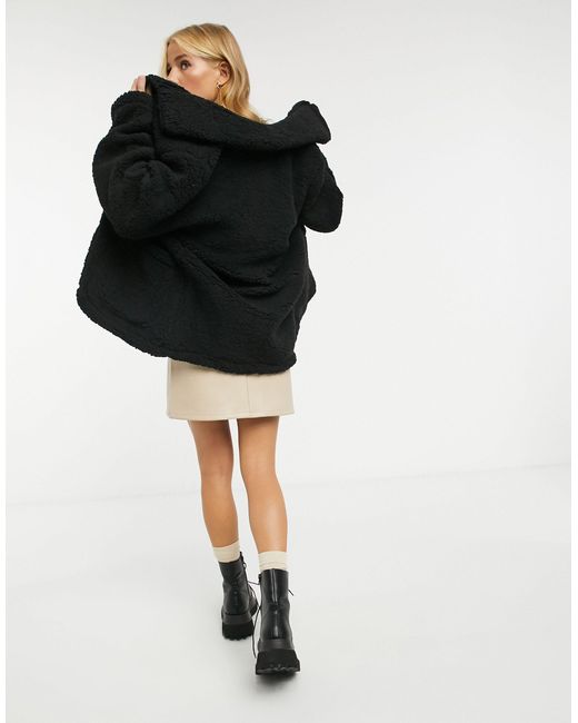 Brave Soul Heavenly Teddy Jacket In Black Lyst