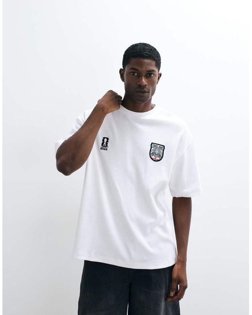 ASOS White Waffle Oversized Tee With Fifa World Cup England Print for men