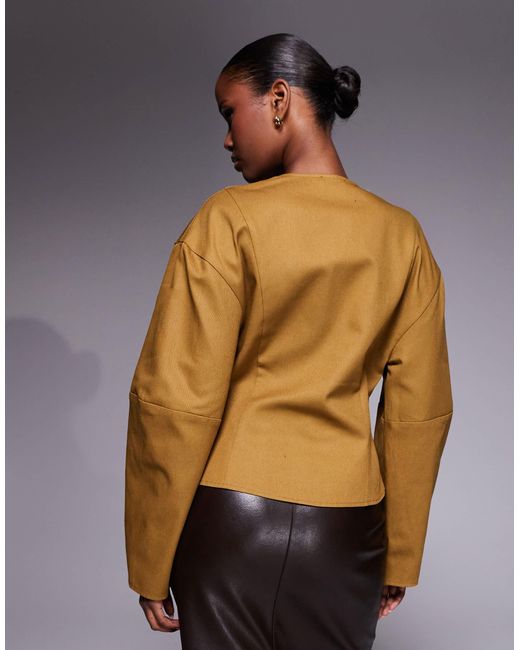 ASOS Blue Structured Button Front Top With Cocoon Sleeve