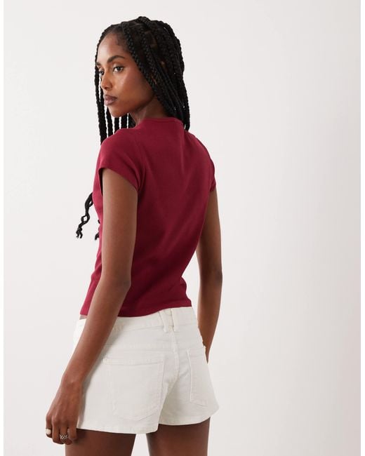 Miss Selfridge Red Button Through Top